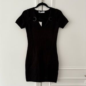 Zara Black Knit Soft Fitted Dress